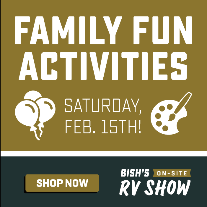Family fun Activities saturday Feb 15 from 1-5 at the Bish's On-Site Rv Show in Idaho Falls